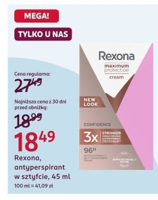 Antyperspirant w sztyfcie Rexona, 45 ml promocja w Rossmann