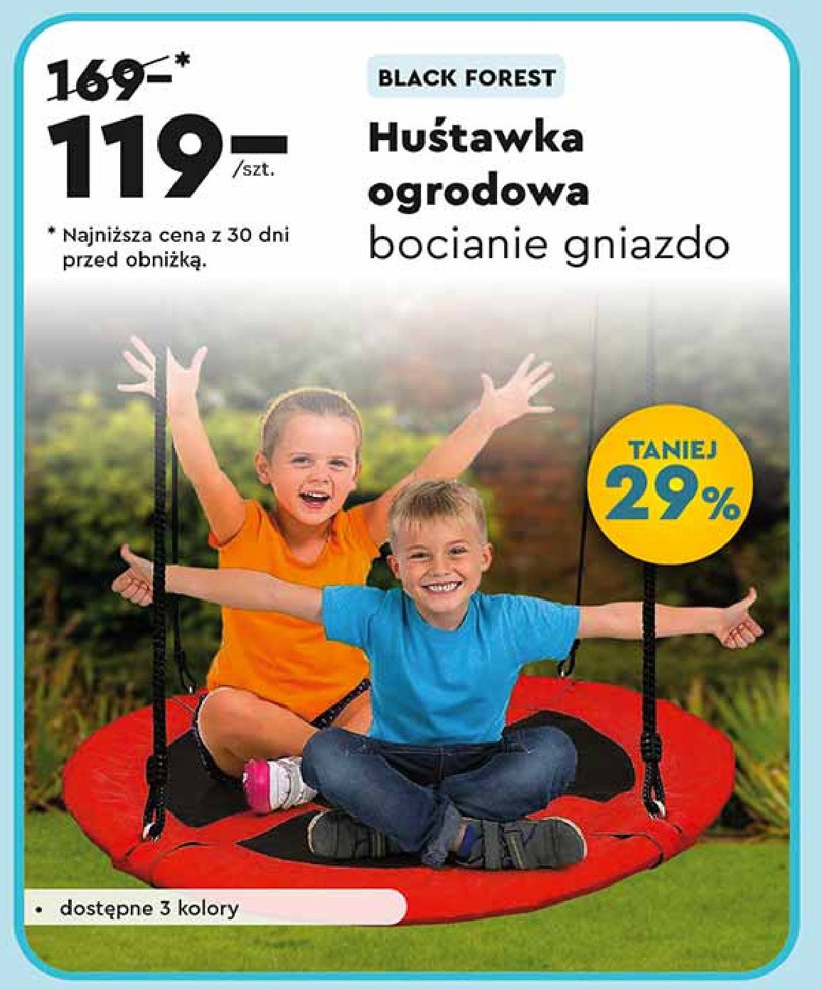 Huśtawka bocianie gniazdo promocja w Biedronka
