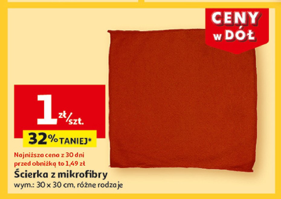 Ścierka z mikrofibry 30 x 30 cm promocja w Auchan