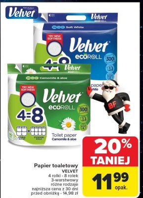 Papier toaletowy VELVET 4 rolki - 8 rolek 3-warstwowy różne rodzaje promocja w Carrefour Market