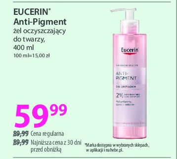 Zel do twarzy na przebarwienia EUCERIN ANTI-PIGMENT promocja