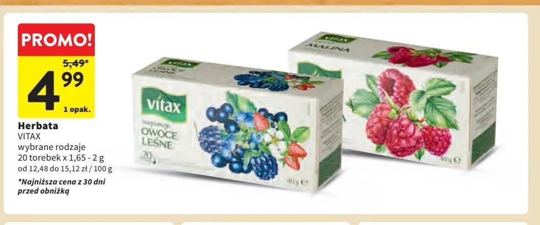 Herbata owoce leśne Vitax inspirations promocja