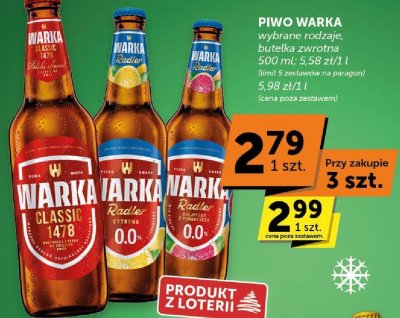 Piwo Warka Radler wybrane rodzaje promocja w ABC