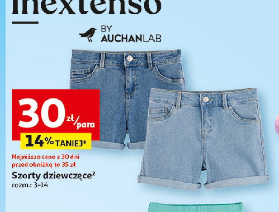 Szorty dziewczęce Auchan inextenso promocja w Auchan