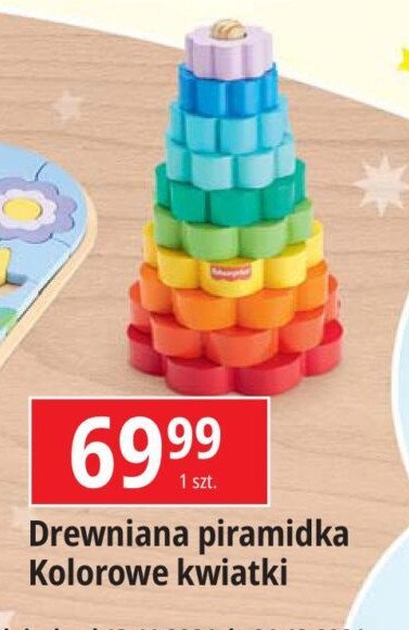 Piramidka kolorowe kwiatki Fisher-price promocja w Leclerc