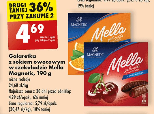 Galaretka w czekoladzie pomarańczowa Magnetic mella promocja w Biedronka
