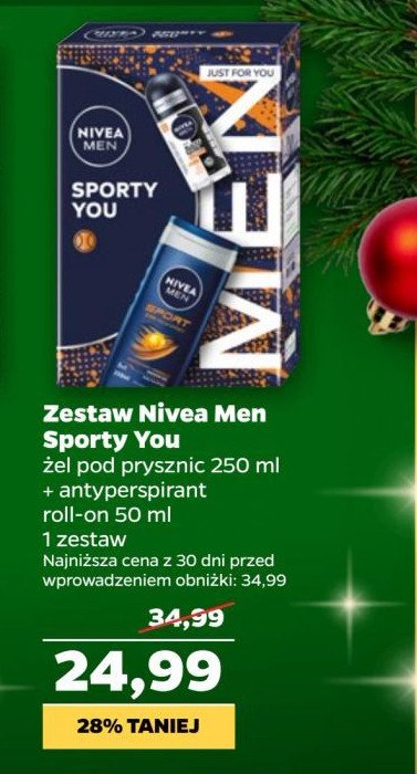 Zestaw w pudełku sporty you: żel pod prysznic 250 ml + dezodorant roll-on 50 ml Nivea men zestaw promocja