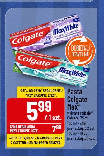 Pasta do zębów white crystals Colgate max white promocja w POLOmarket