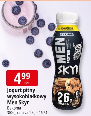Jogurt pitny wysokobiałkowy Men Skyr Bakoma promocja w Leclerc