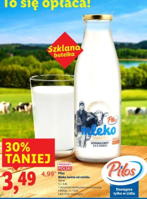 Mleko świeże od rolnika  promocja w Lidl