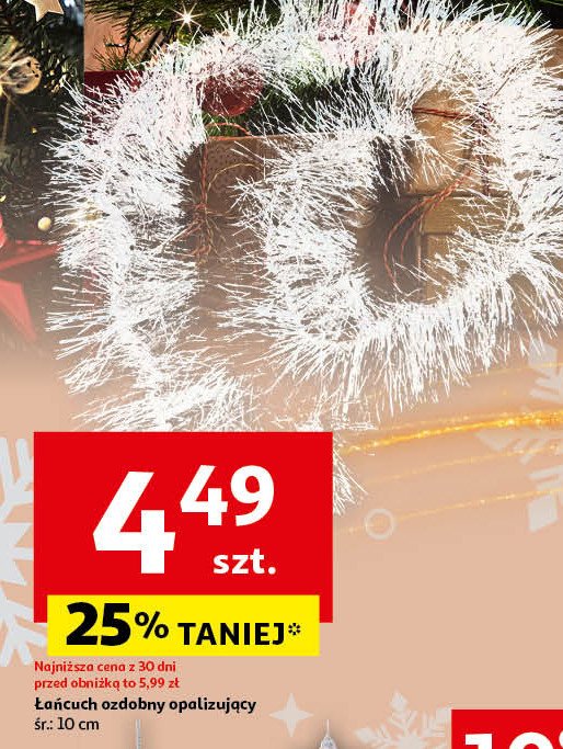 Łańcuch ozdobny opalizujący śr. 10 cm promocja