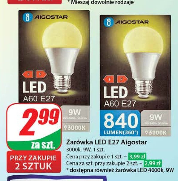 Żarówka led e27 9w Aigostar promocja