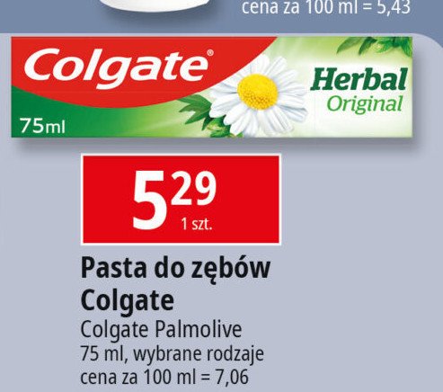 Pasta do zębów original Colgate herbal promocja w Leclerc