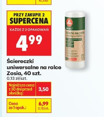 Ściereczki uniwersalne na rolce Zosia, 40 szt. promocja w Biedronka