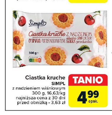 Ciastka kruche z nadzieniem wiśniowym Simply promocja