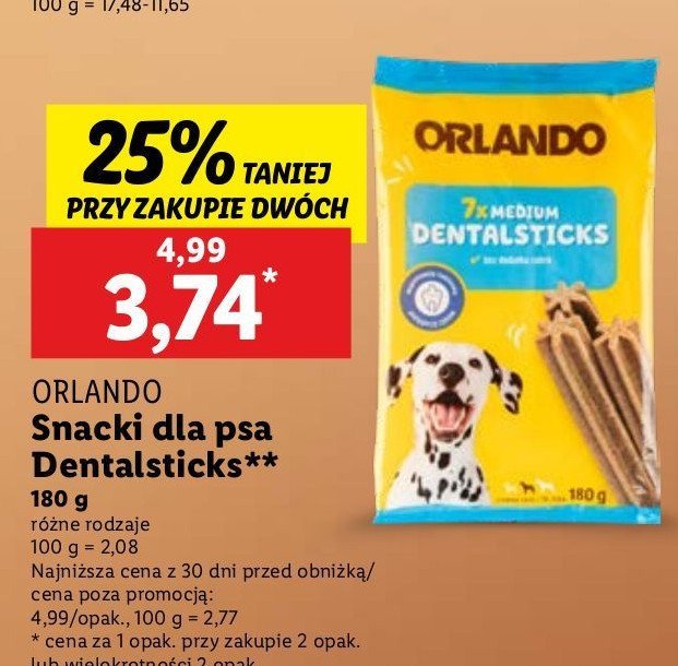 Przysmak dla psów dental sticks 5-10 kg Orlando promocja w Lidl