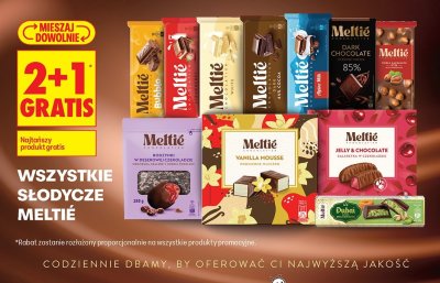 Wszystkie słodycze Meltié 2+1 GRATIS promocja w Biedronka