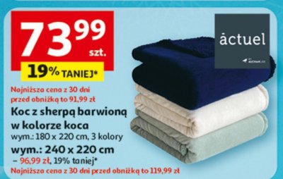 Koc z sherpą barwioną w kolorze koca wym.: 180 x 220 cm, 3 kolory promocja w Auchan