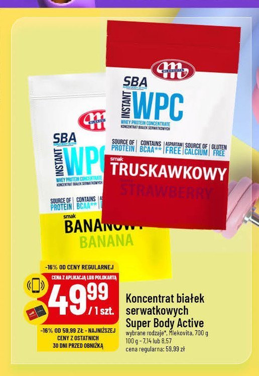 Odżywka białkowa wpc 80 bananowa Mlekovita sba promocja