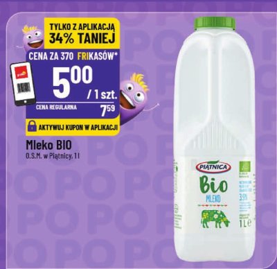 Mleko BIO 0,5% 1l Piątnica promocja w POLOmarket