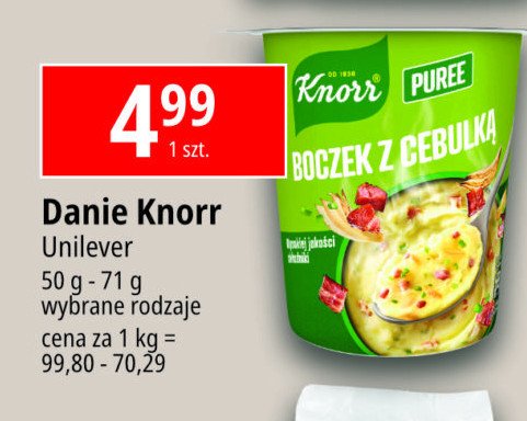 Puree boczek z cebulką Knorr danie promocja
