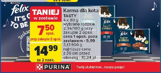 Karma dla kota wiejskie smaki wołowina i kurczak w sosie Purina felix tasty shreds promocja