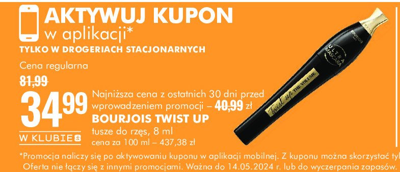 Tusz do rz臋s nr. 24 black BOURJOIS TWIST UP promocja