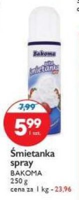Bita śmietana w sprayu Bakoma śmietanka promocja