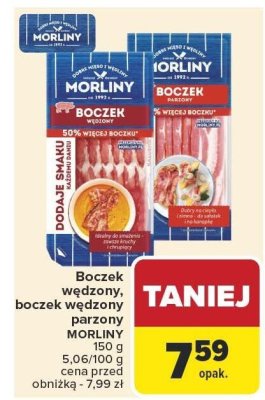 Boczek wędzon y, boczek wędzony parzony MORLINY promocja w Carrefour
