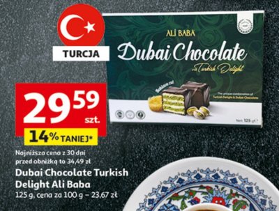 Czekolada Dubai Chocolate Turkish Delight Ali Baba promocja w Auchan