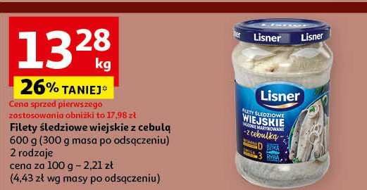 Filety śledziowe wiejskie z cebulą Lisner promocja w Auchan