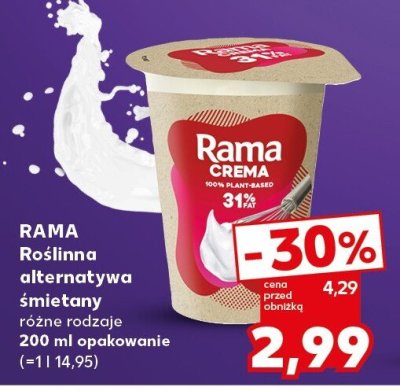 Roślinna alternatywa śmietany Rama Crema 31% 200 ml promocja w Kaufland