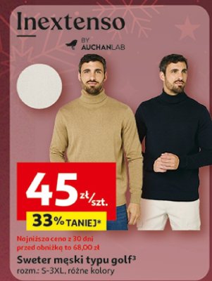 Sweter męski typu golf Inextenso promocja w Auchan