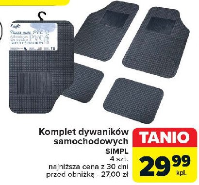 Dywaniki samochodowe pcv Simpl promocja w Carrefour Market