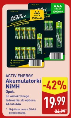 Akumulatorki NiMH ACTIV ENERGY promocja w Aldi