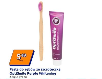 Pasta do zębów ze szczoteczką Purple Whitening promocja w Action