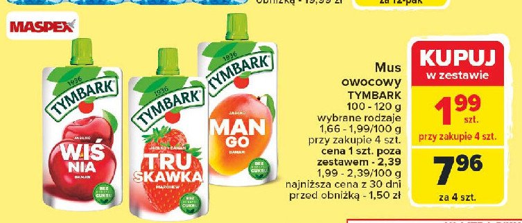 Mus jabłko-wiśnia-banan Tymbark mus promocja