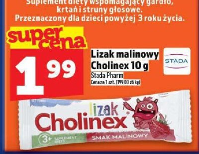 Lizak malinowy Cholinex 10 g promocja w TOPAZ