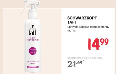 Spray do włosów Taft Heat Protection, termoochronny promocja w Rossmann