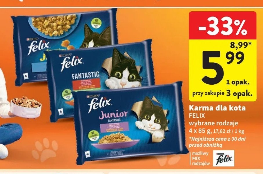 Karma dla kota z łososiem i płastugą Purina felix fantastic promocja