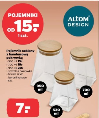 Pojemnik szklany z bambusow膮 pokrywk膮 950 ml Altom design promocja