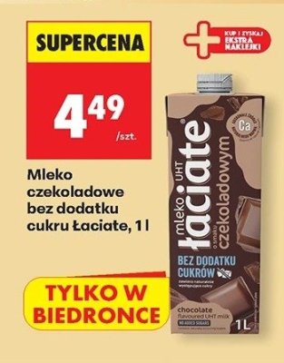 Mleko czekoladowe bez dodatku cukru  promocja w Biedronka