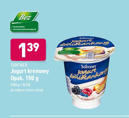 Jogurt kremowy brzoskwinia-marakuja Sontner promocja