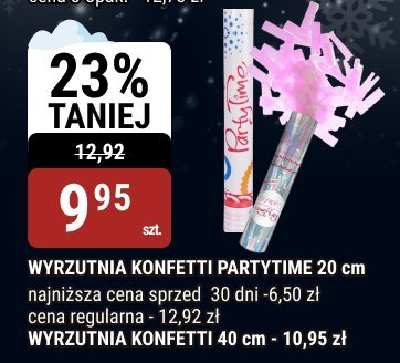 Wyrzutnia Konfetti Partytime 20 cm promocja w bi1
