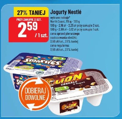 Jogurty Nestlé wybrane rodzaje North Coast 115g-120g promocja w POLOmarket