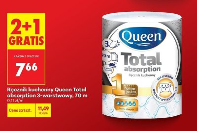 Ręcznik kuchenny Queen Total absorption 3-warstwowy, 70 m promocja w Biedronka