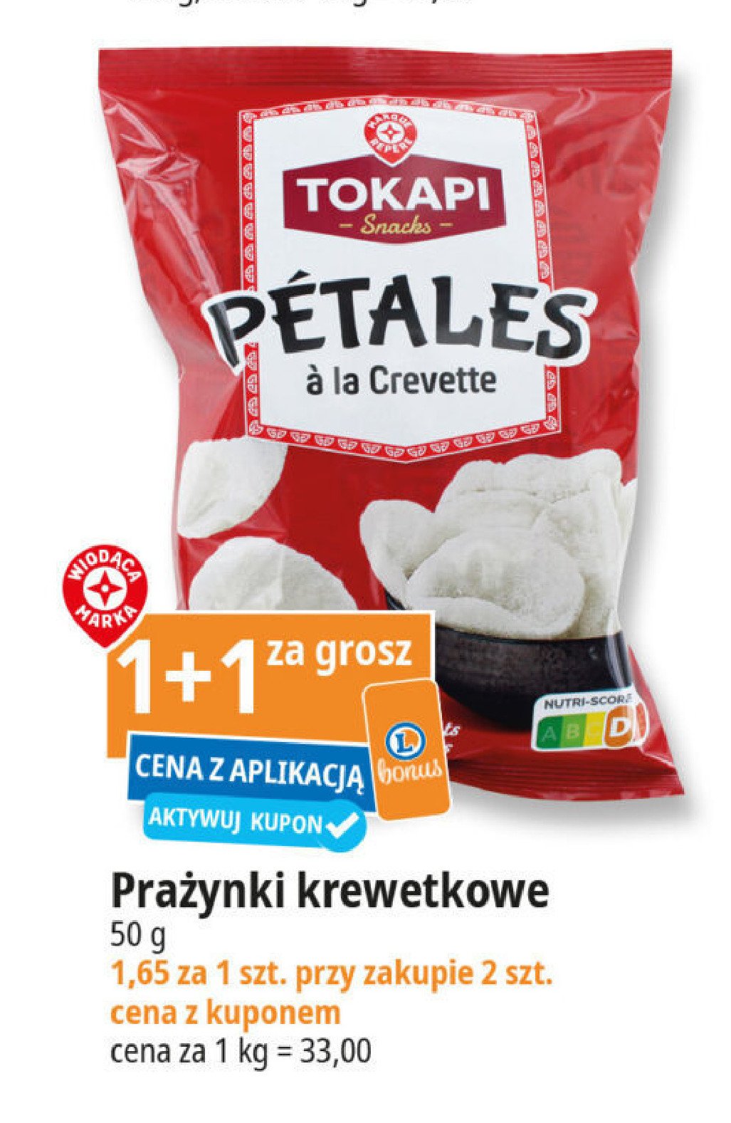 Prażynki krewetkowe Wiodąca marka tokapi promocja w Leclerc