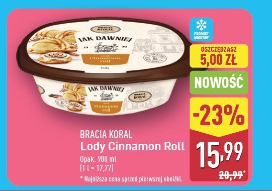 Lody cinnamon roll Bracia koral lody jak dawniej promocja w Aldi