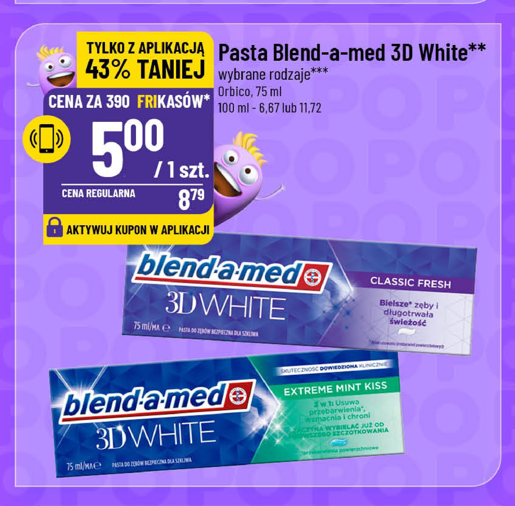 Pasta do zębów classic fresh Blend-a-med 3d white promocja w POLOmarket