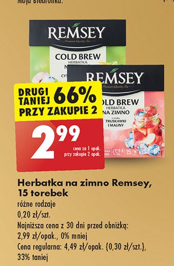 Herbata cold brew truskawka i malina Remsey promocja